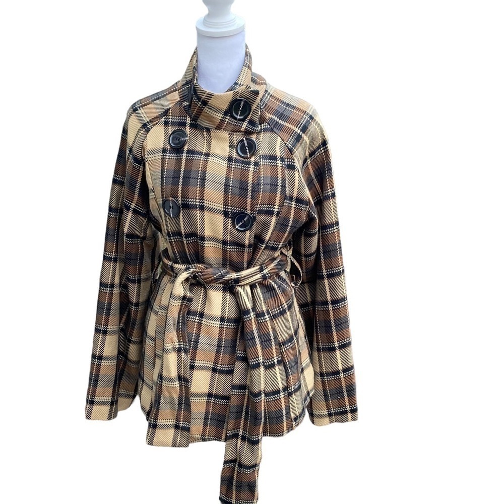 Paris Blues Plaid Pea Coat